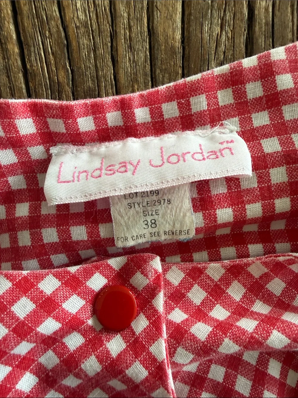 Vintage Lindsay Jordan Housecoat with Red Gingham Trim-absolutely darling